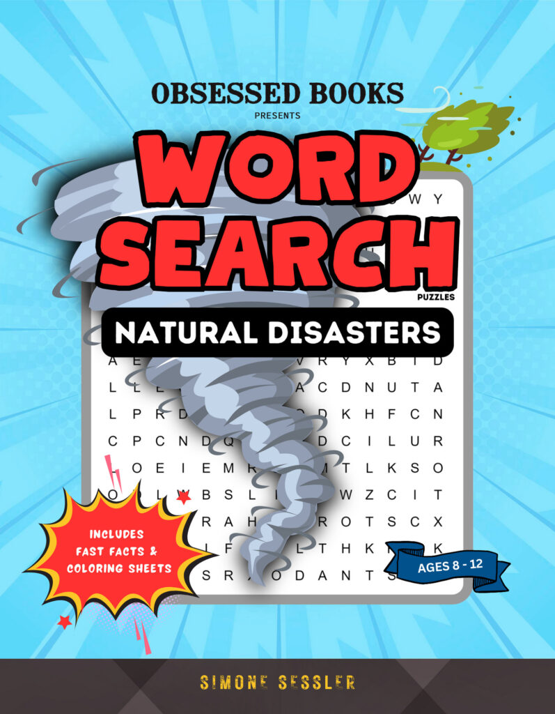 Cover photo for the Word Search Natural Disasters puzzle book